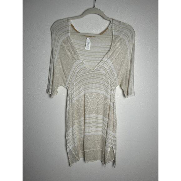 Vitamin A Swimwear Cover-up Embroidered Metallic White and Gold Size Large - Picture 1 of 4